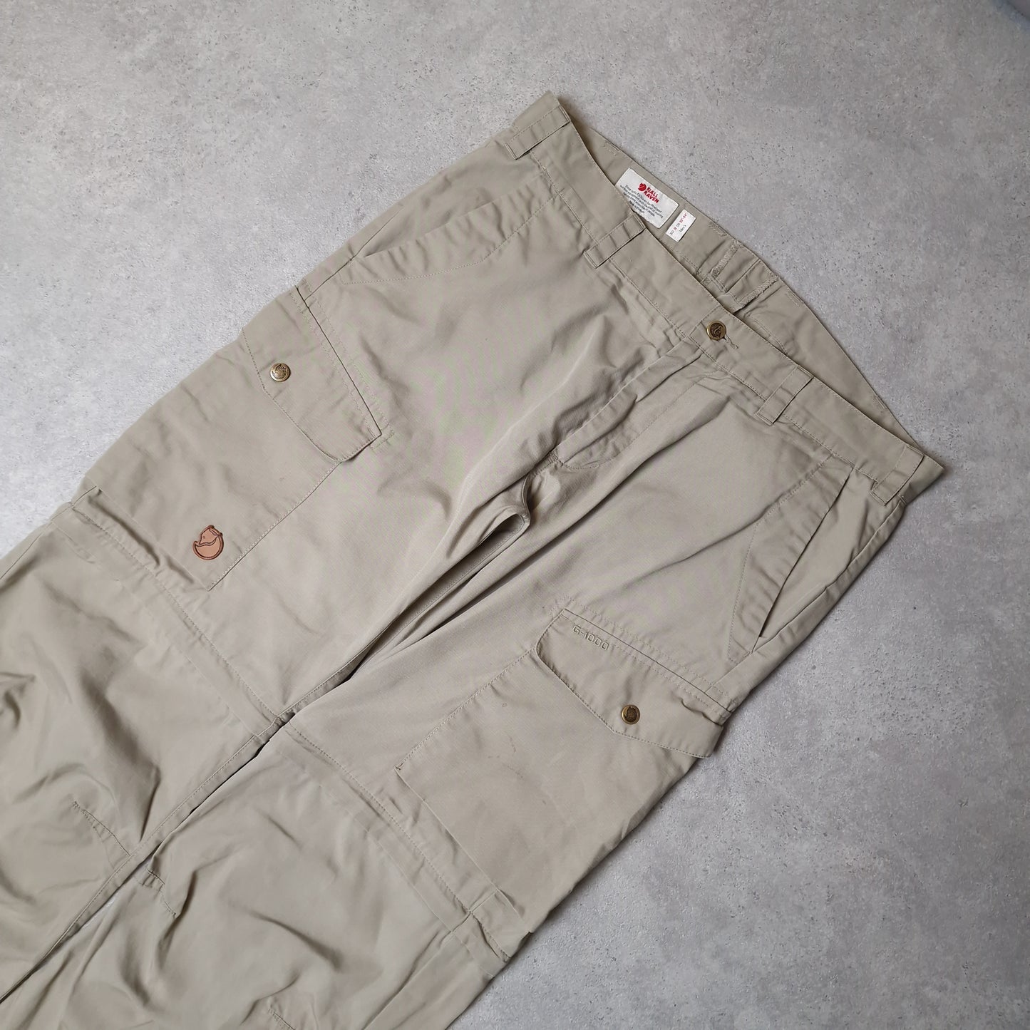 Fjallraven G-1000 convertible trousers in cream - 36x33