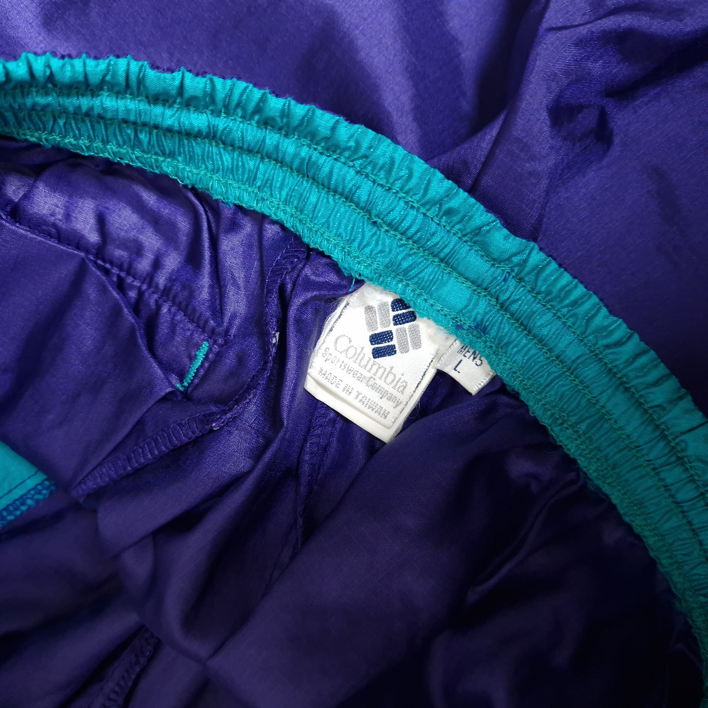 90s Columbia windbreaker trousers in purple - medium