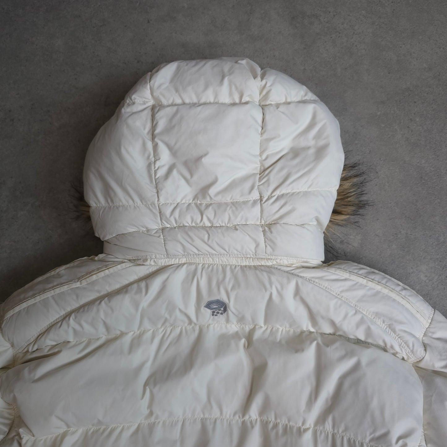 Mountain Hardwear down filled long jacket in white - women's medium