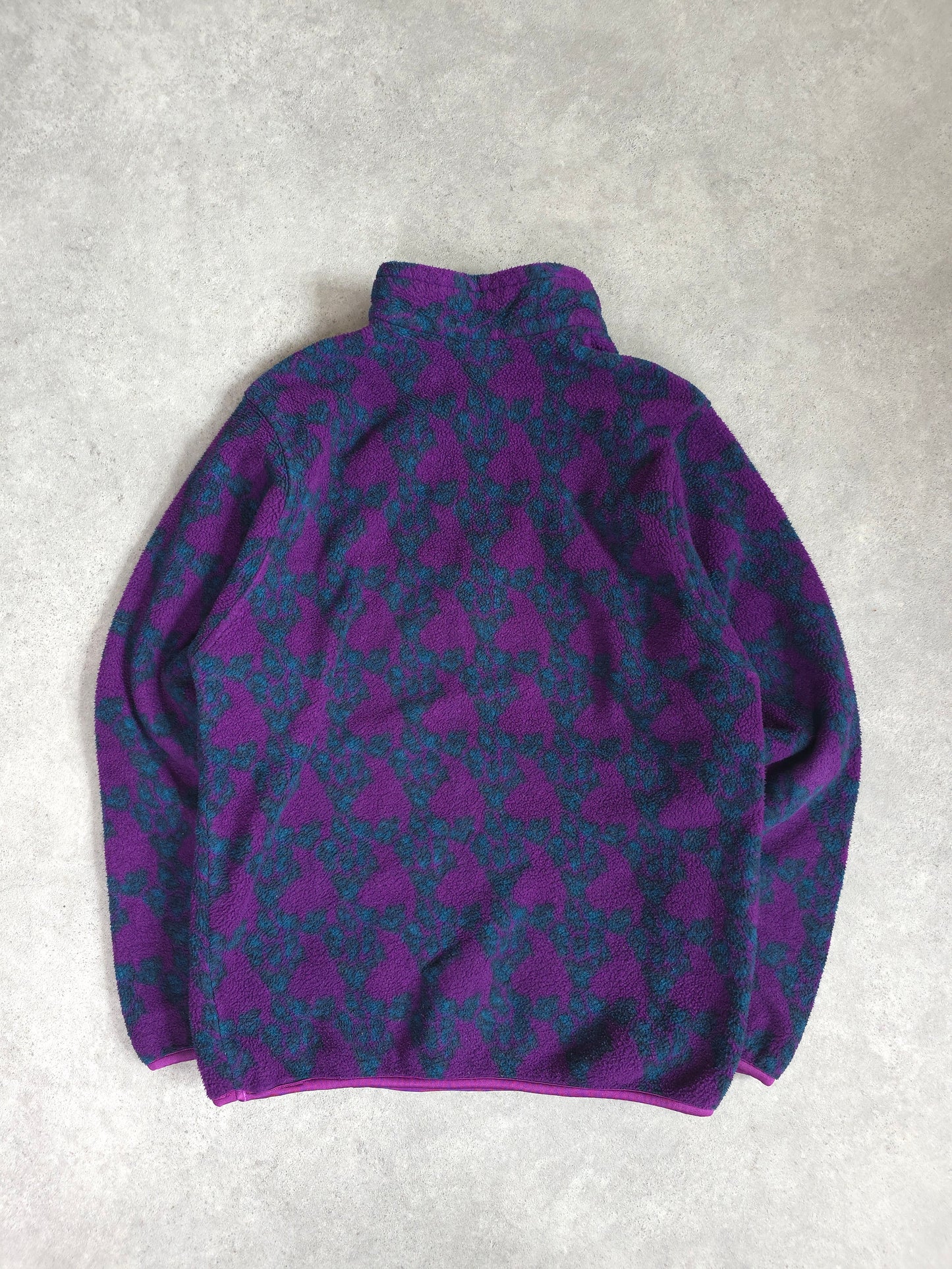 vintage Lowe Alpine patterend 1/4 zip fleece in purple and green - women's large