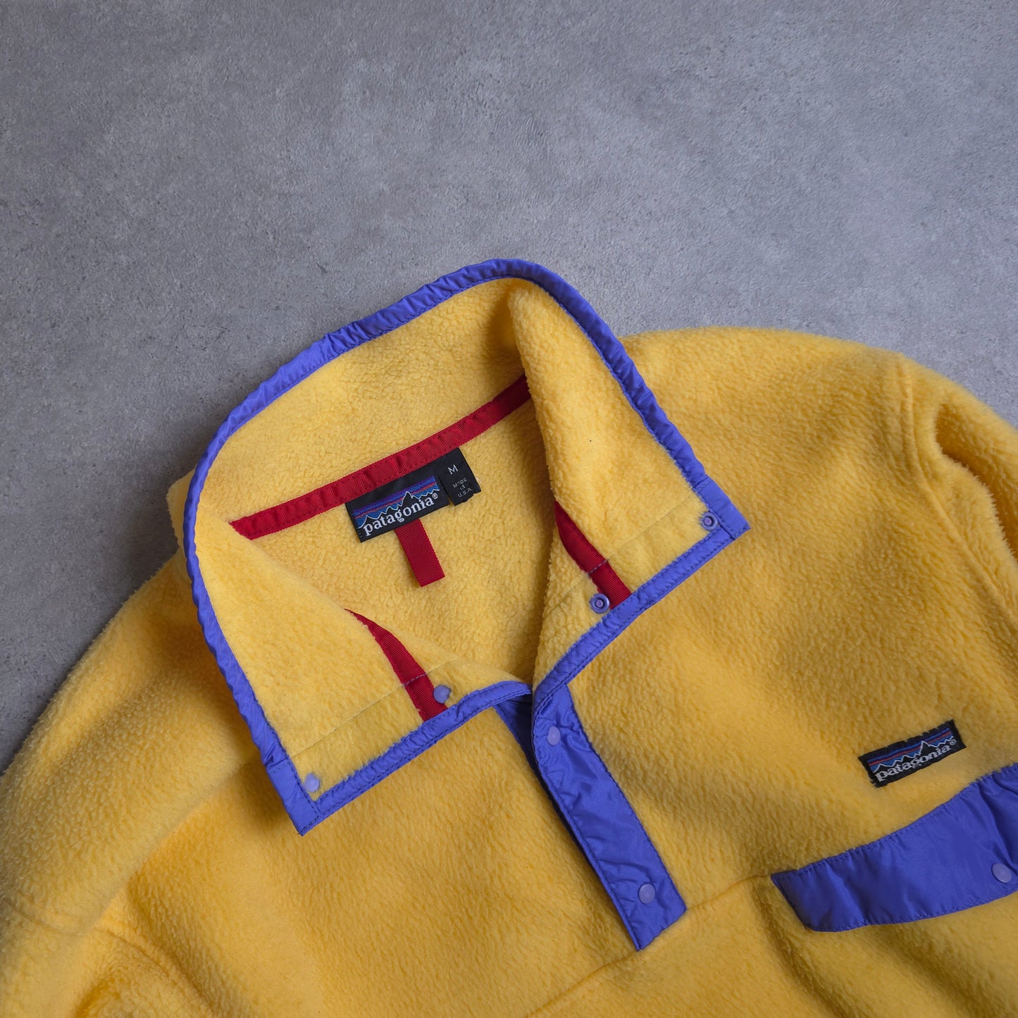 90's Patagonia snap t fleece in yellow made in u.s.a - medium