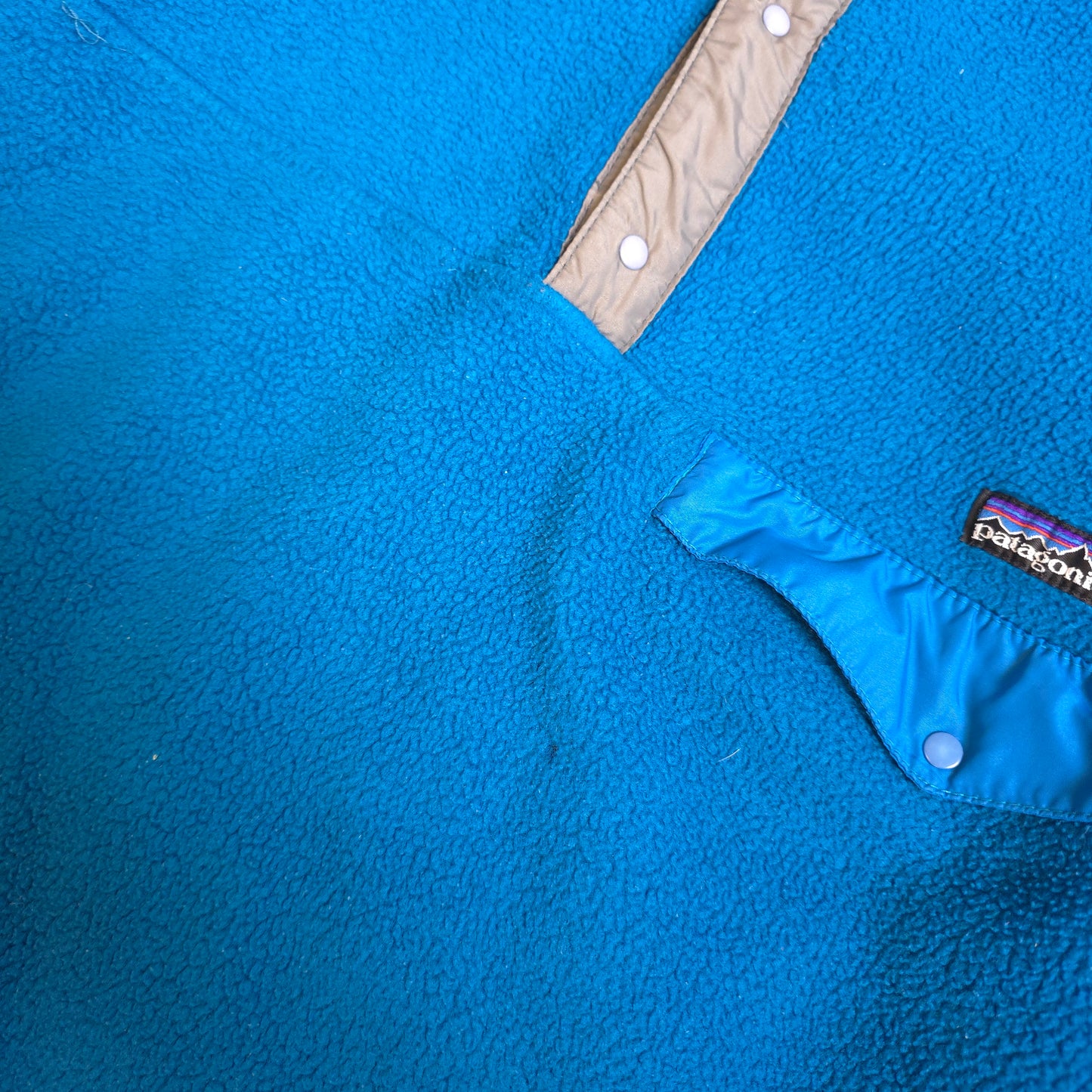 90s Patagonia snap t fleece in blue - large