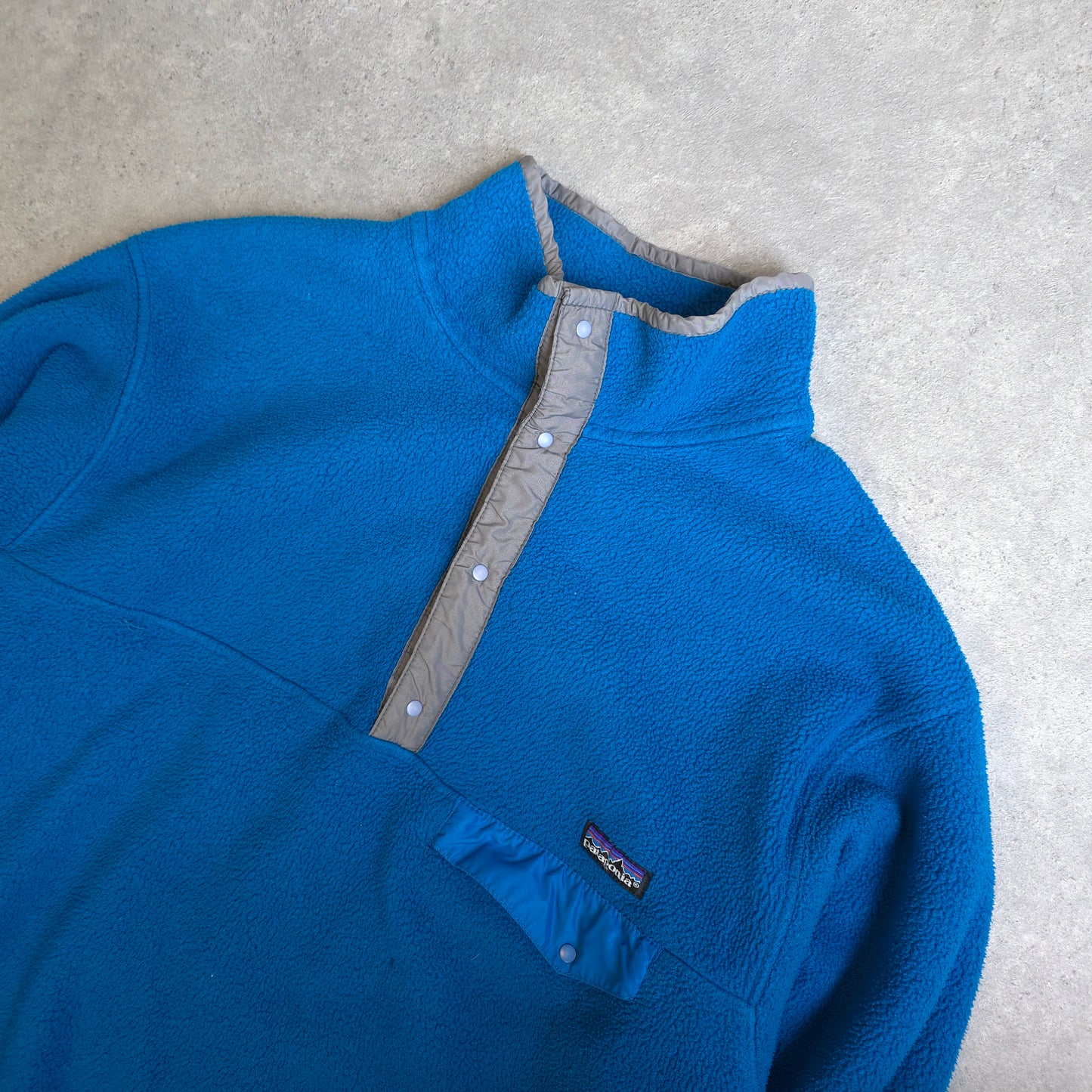90s Patagonia snap t fleece in blue - large