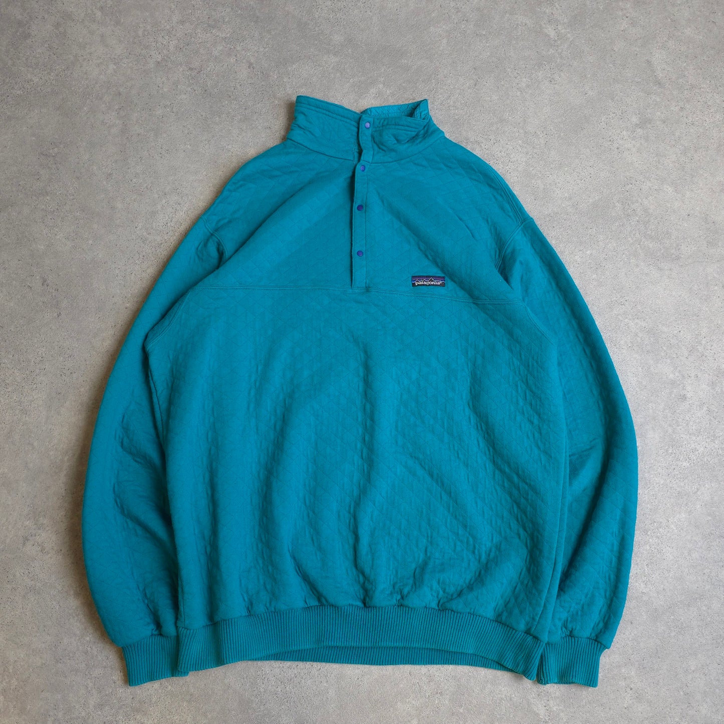 90's Patagonia quilted pullover in turquoise - XL