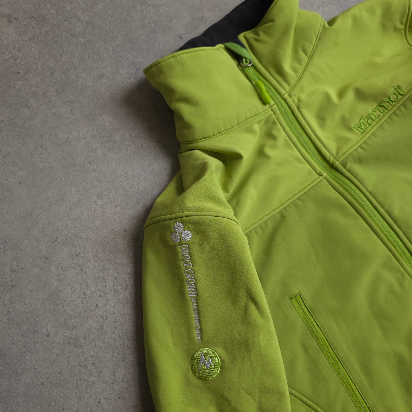 Marmot soft shell jacket in lime green - women's medium