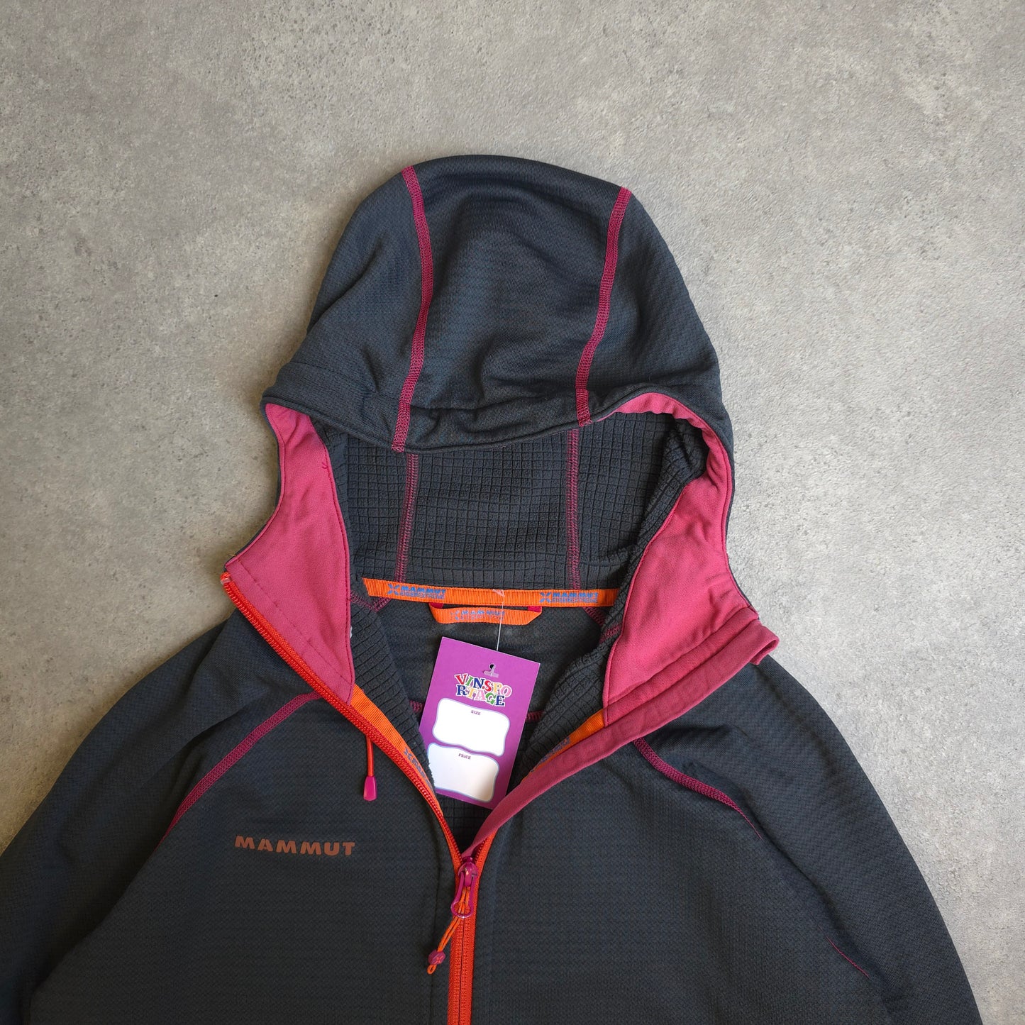 Mammut schneefeld jacket in grey, pink and orange - women's large
