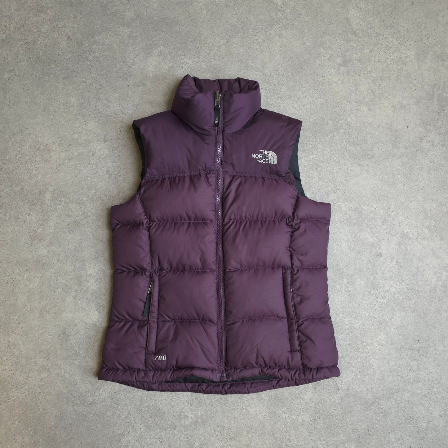 The North Face 700 down fill gilet in purple - women's XS