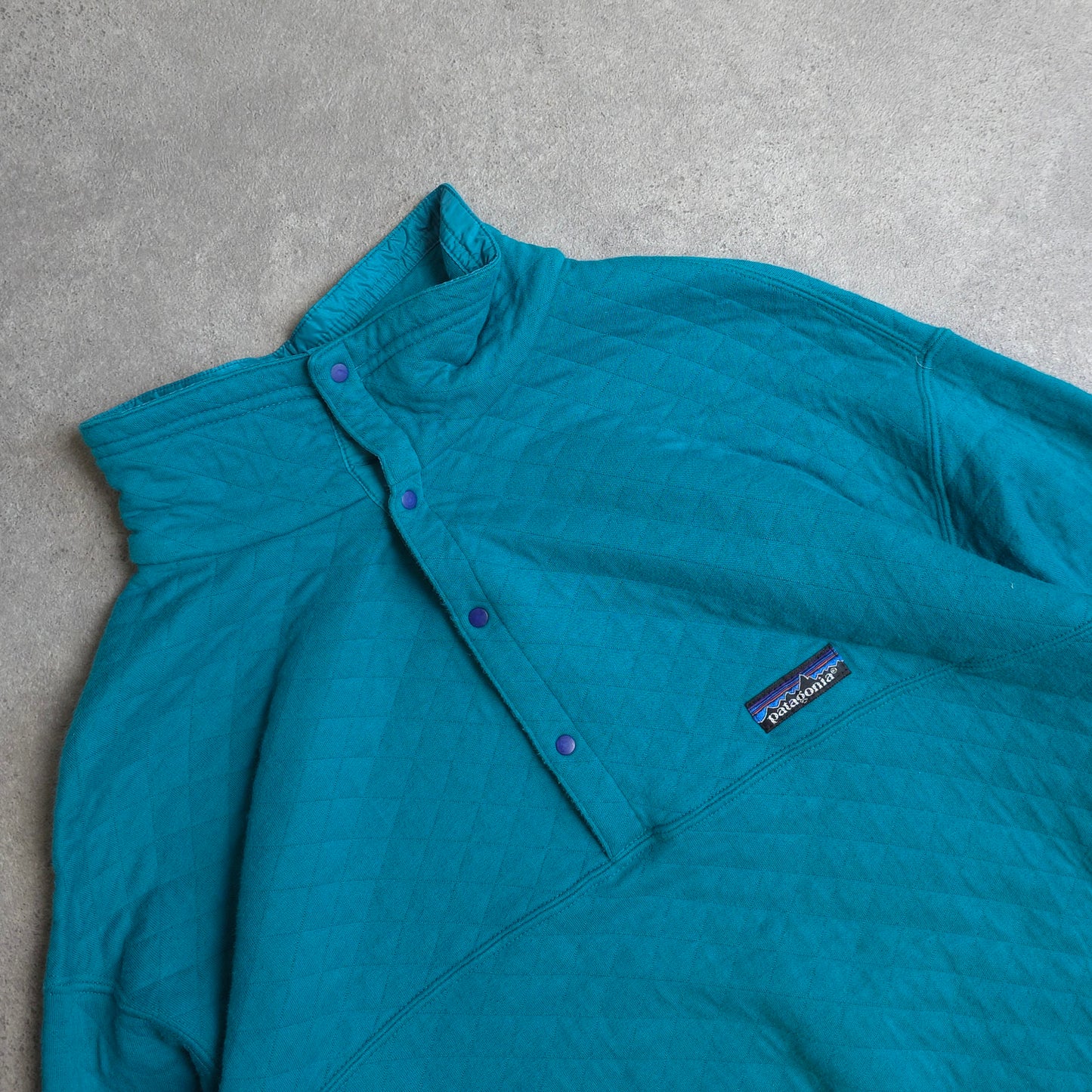 90's Patagonia quilted pullover in turquoise - XL