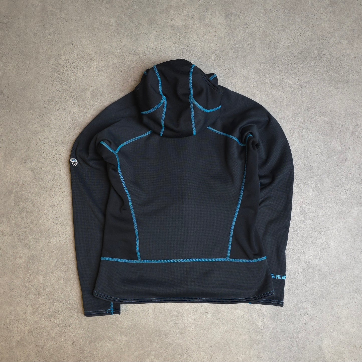 Mountain Hardwear polartec power grid full zip hoodie in black and blue - women's small
