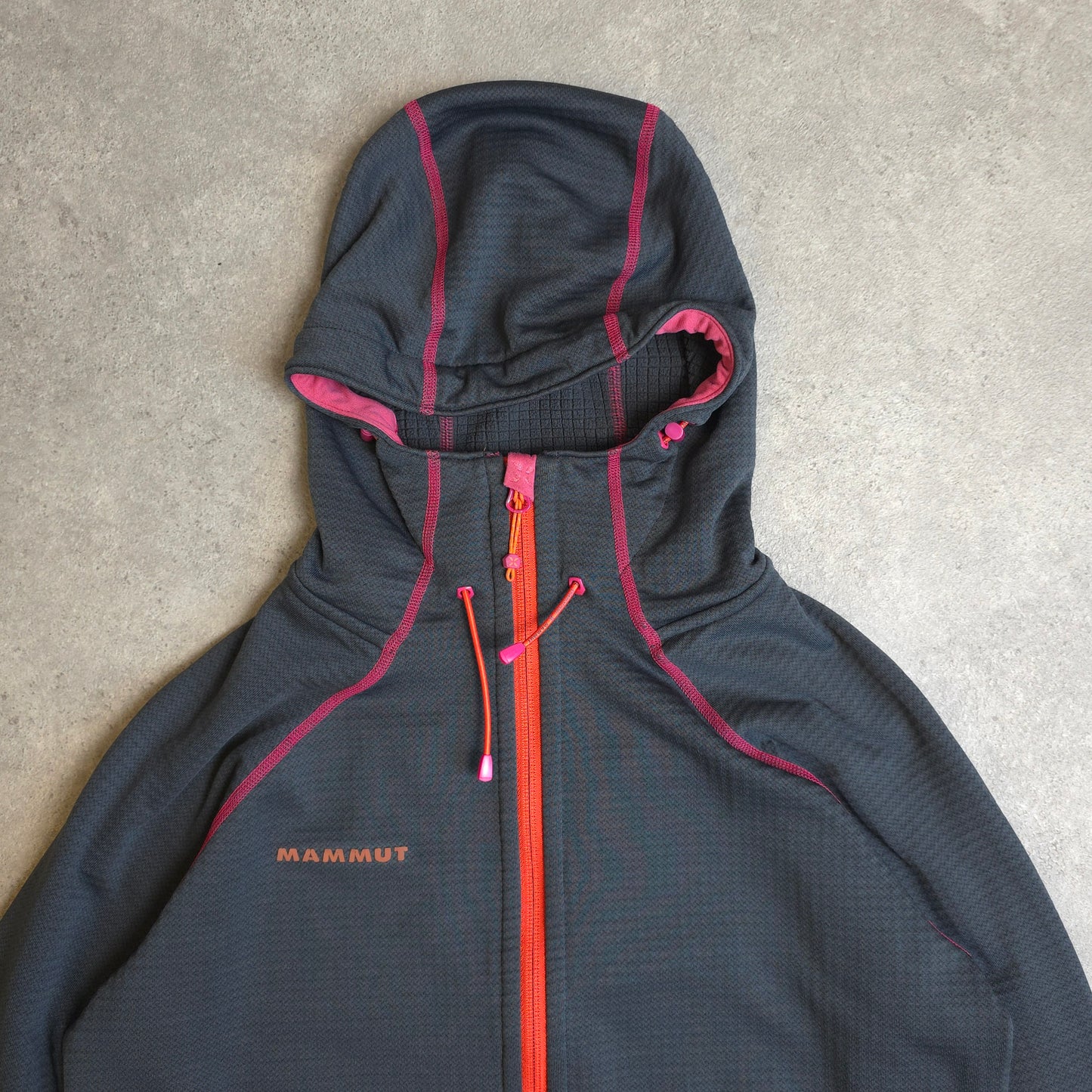 Mammut schneefeld jacket in grey, pink and orange - women's large