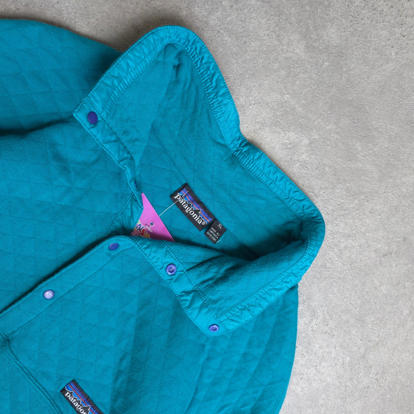 90's Patagonia quilted pullover in turquoise - XL
