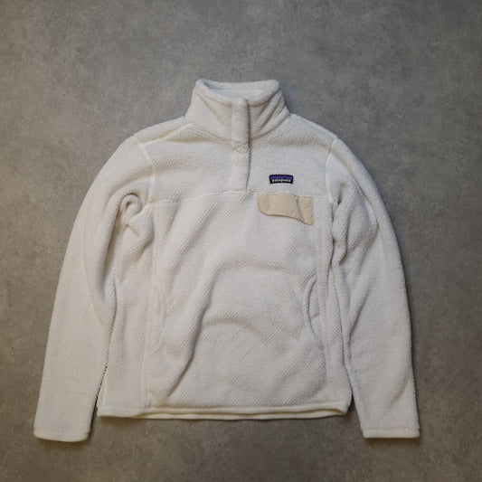 Patagonia button up fleece in cream - women's medium