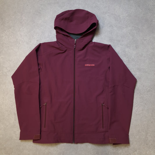 Patagonia soft shell jacket in burgundy - women's large