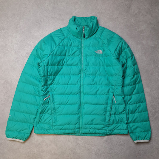 The North Face down jacket in turquoise - women's large