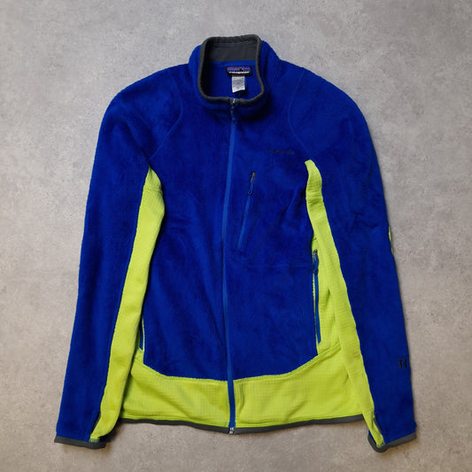 Patagonia R2 regulator polartec fleece in blue and yellow - medium