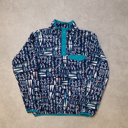 Patagonia synchilla snap-t patterned fleece in blue - Junior XL