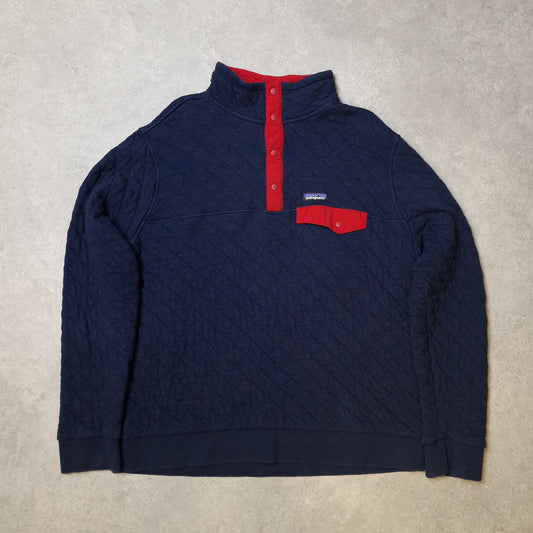 patagonia organic cotton snap-t pullover in blue - XL