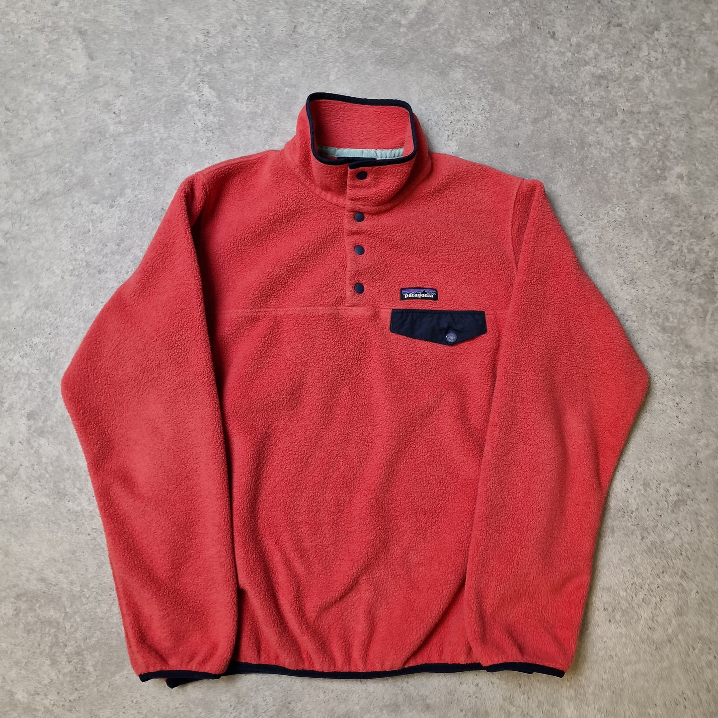 Patagonia synchilla snap-t fleece in salmon pink - women's medium