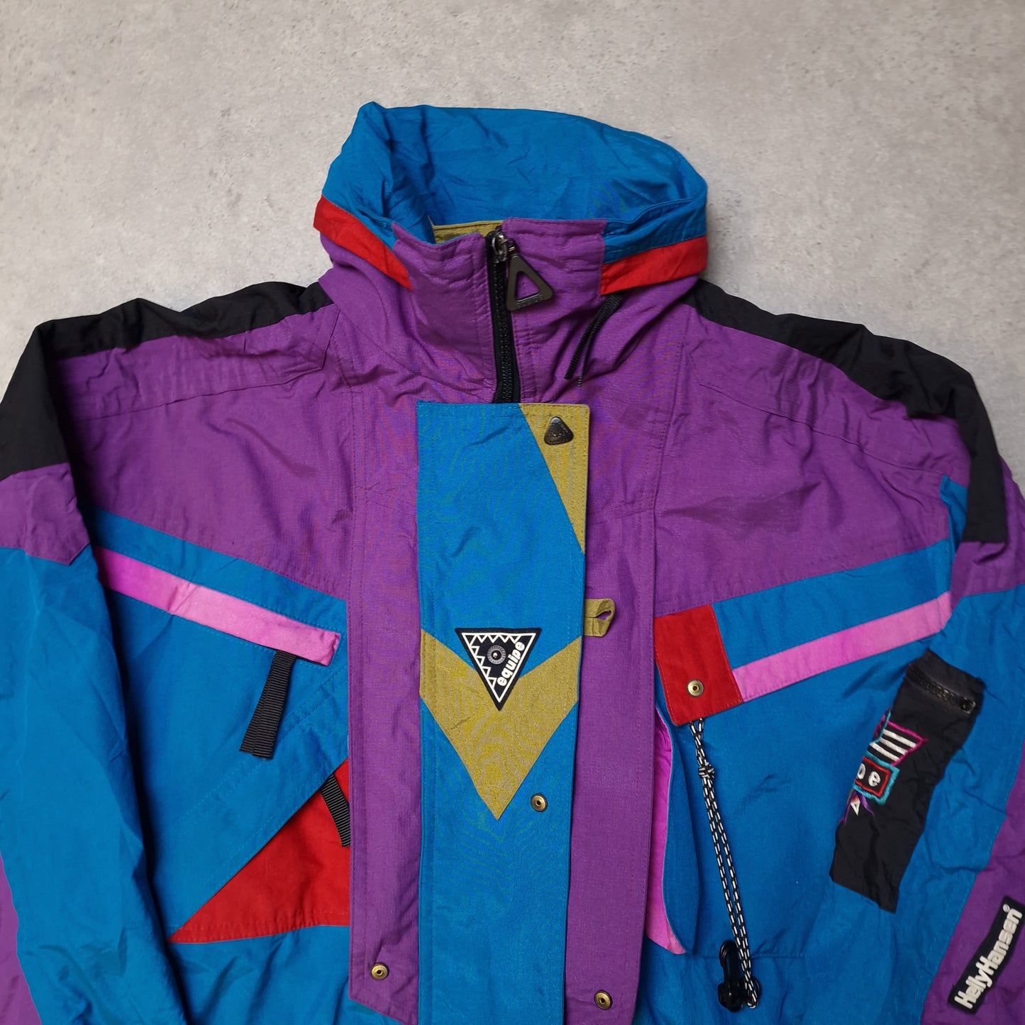 90s Helly Hansen Equipe waterproof jacket in multi colour - small