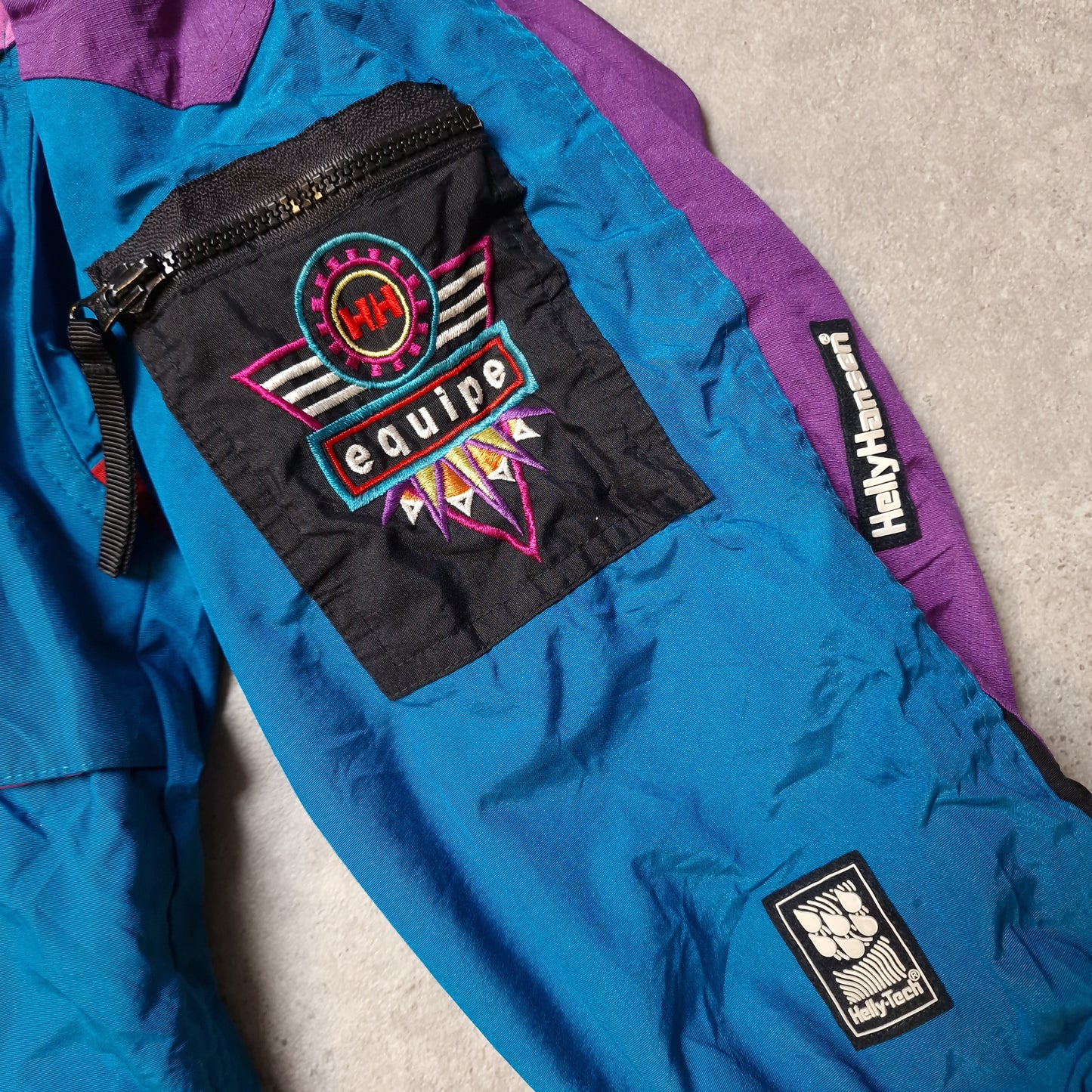 90s Helly Hansen Equipe waterproof jacket in multi colour - small