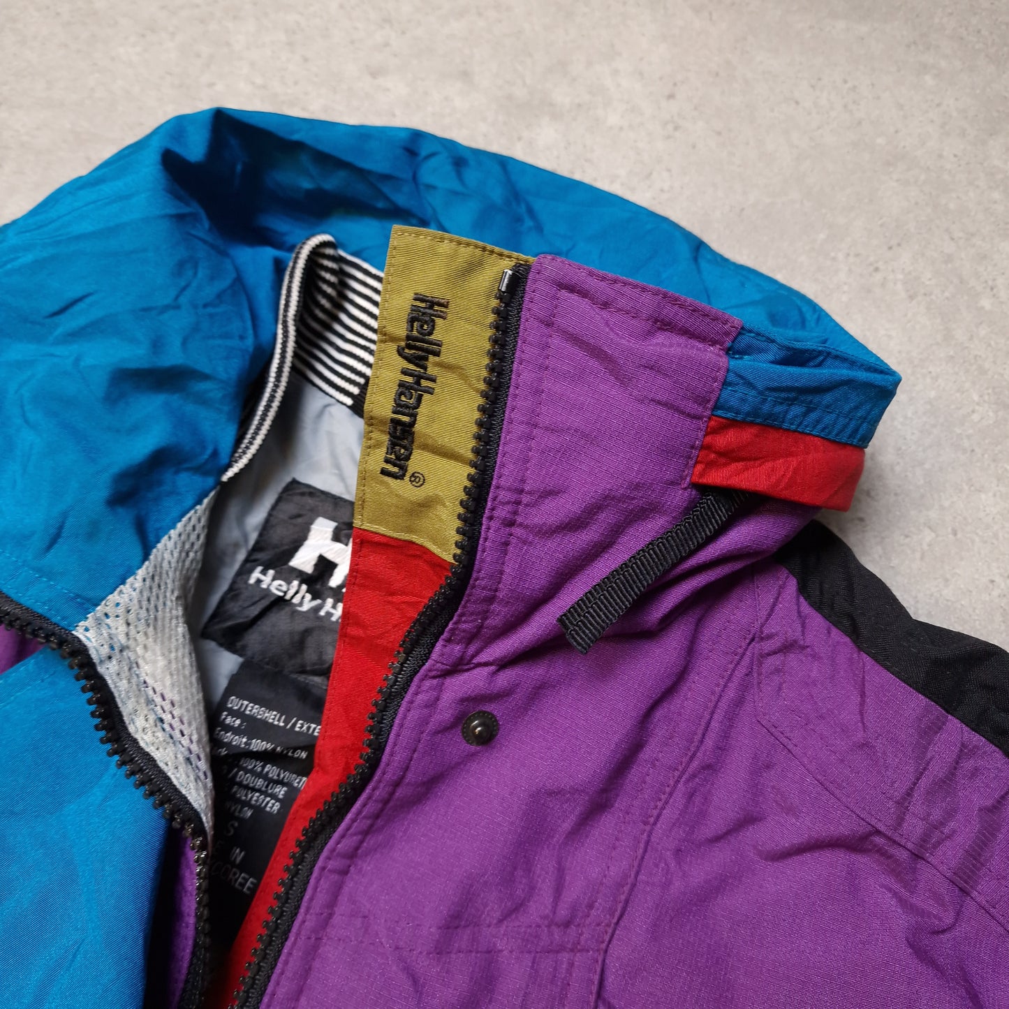 90s Helly Hansen Equipe waterproof jacket in multi colour - small