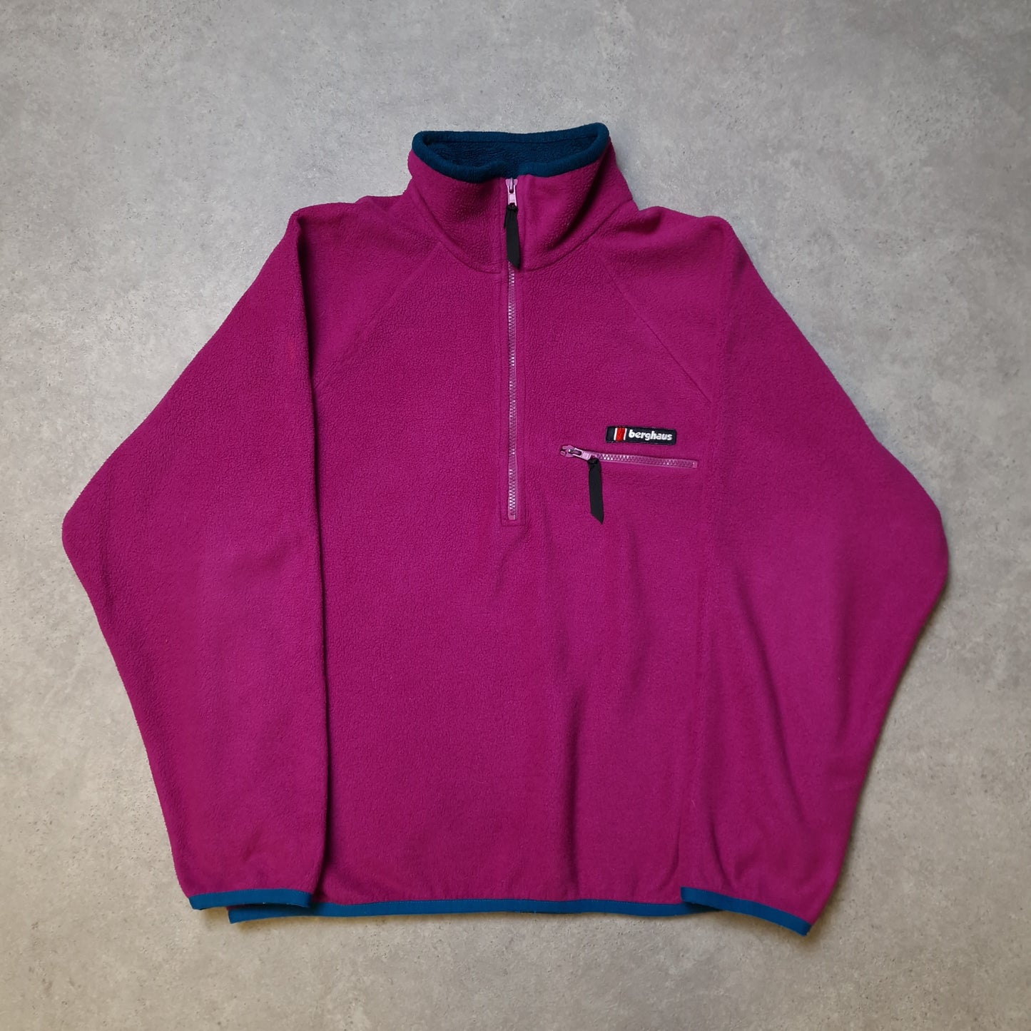 90s Berghaus 1/4 zip fleece in pink - large