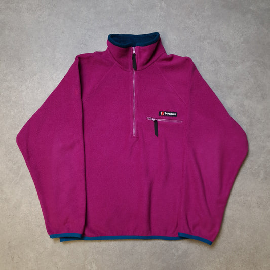 90s Berghaus 1/4 zip fleece in pink - large