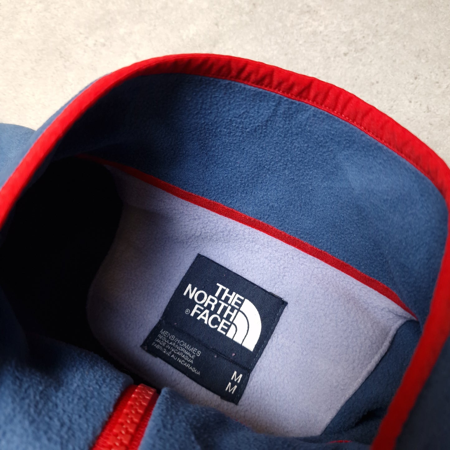 The North Face 1/4 zip fleece in blue and red - medium