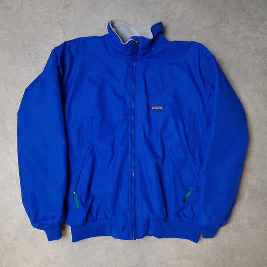 90s Patagonia fleece lined jacket in blue and grey - XL