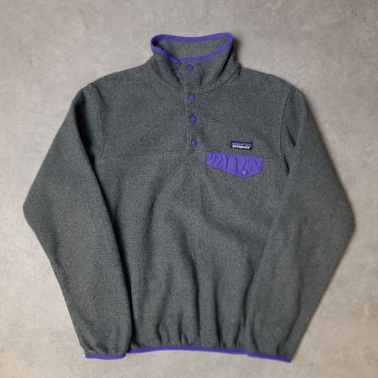 Patagonia synchilla snap t fleece in grey and purple - women's small