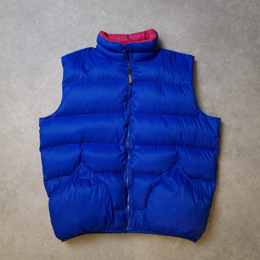 1980s Patagonia down gilet in blue and pink - XL