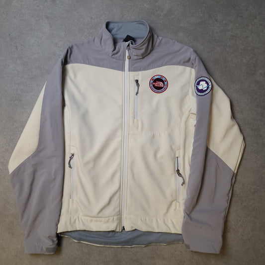 The North Face Trans-antartica soft shell jacket in white and grey - large