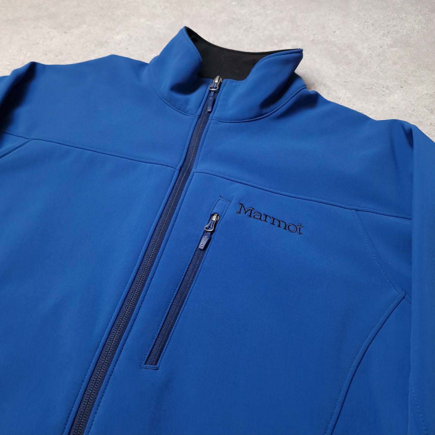 Marmot soft shell jacket in blue - medium