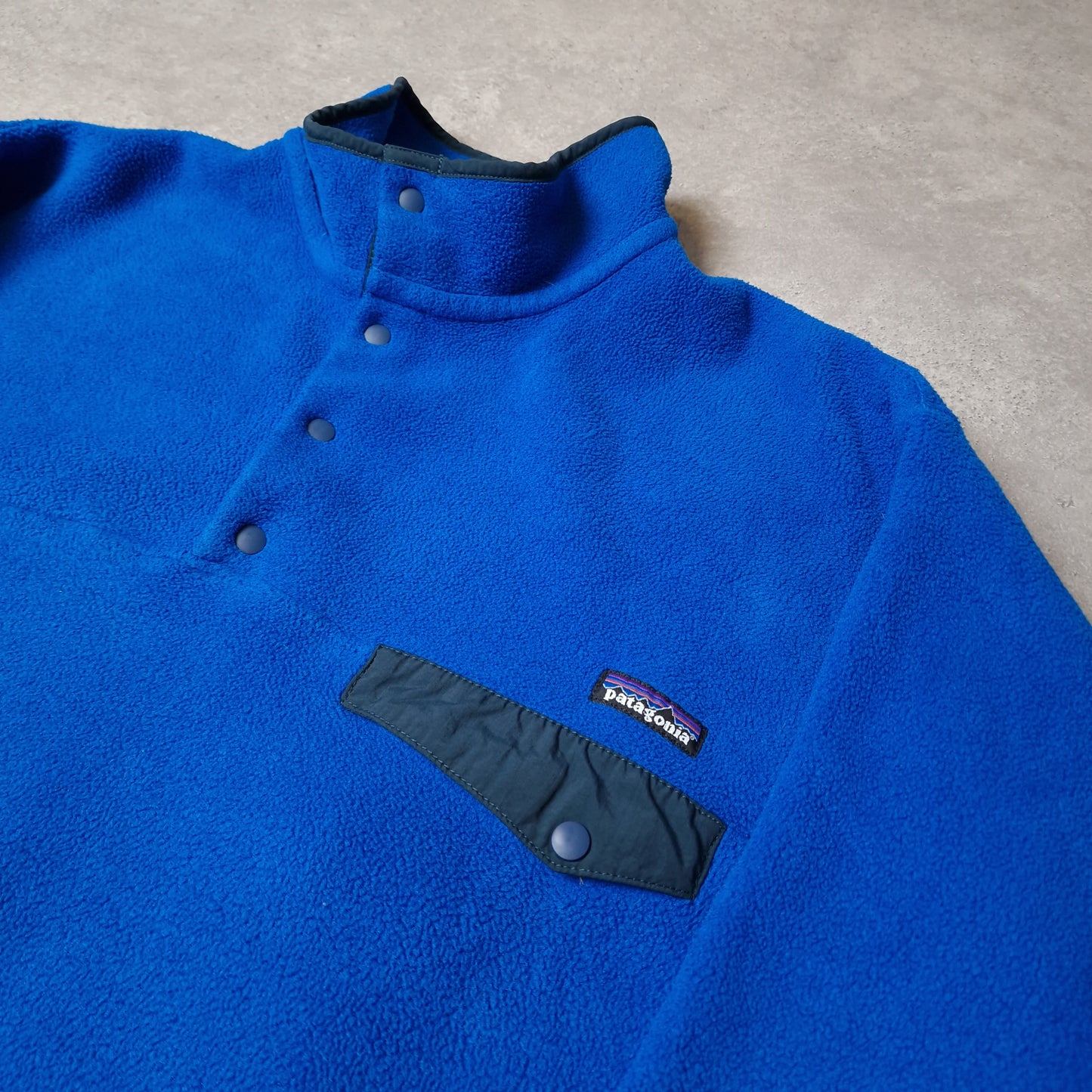 Patagonia synchilla snap t fleece in blue - large