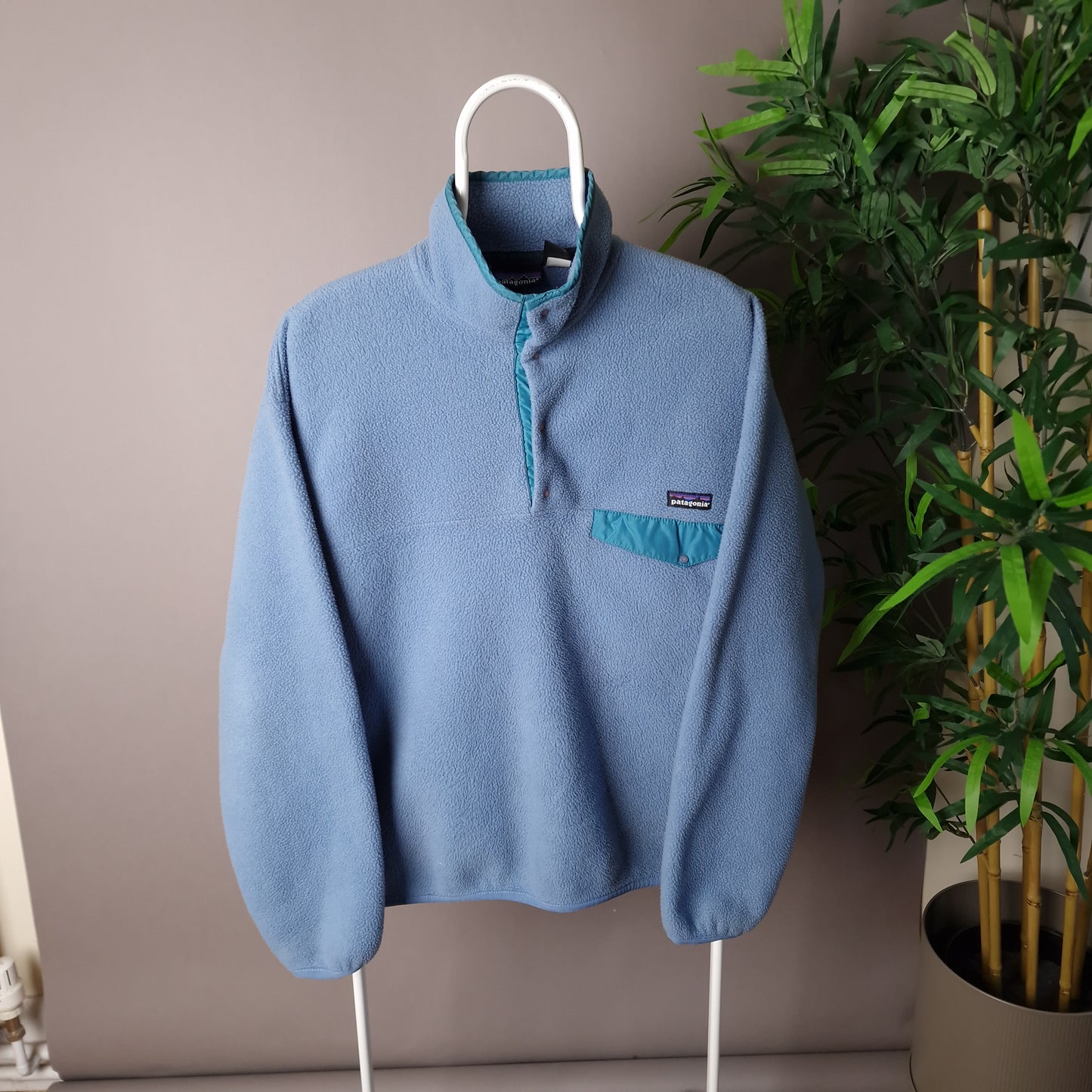 Vintage 90s Patagonia snap t fleece in pastel blue - medium