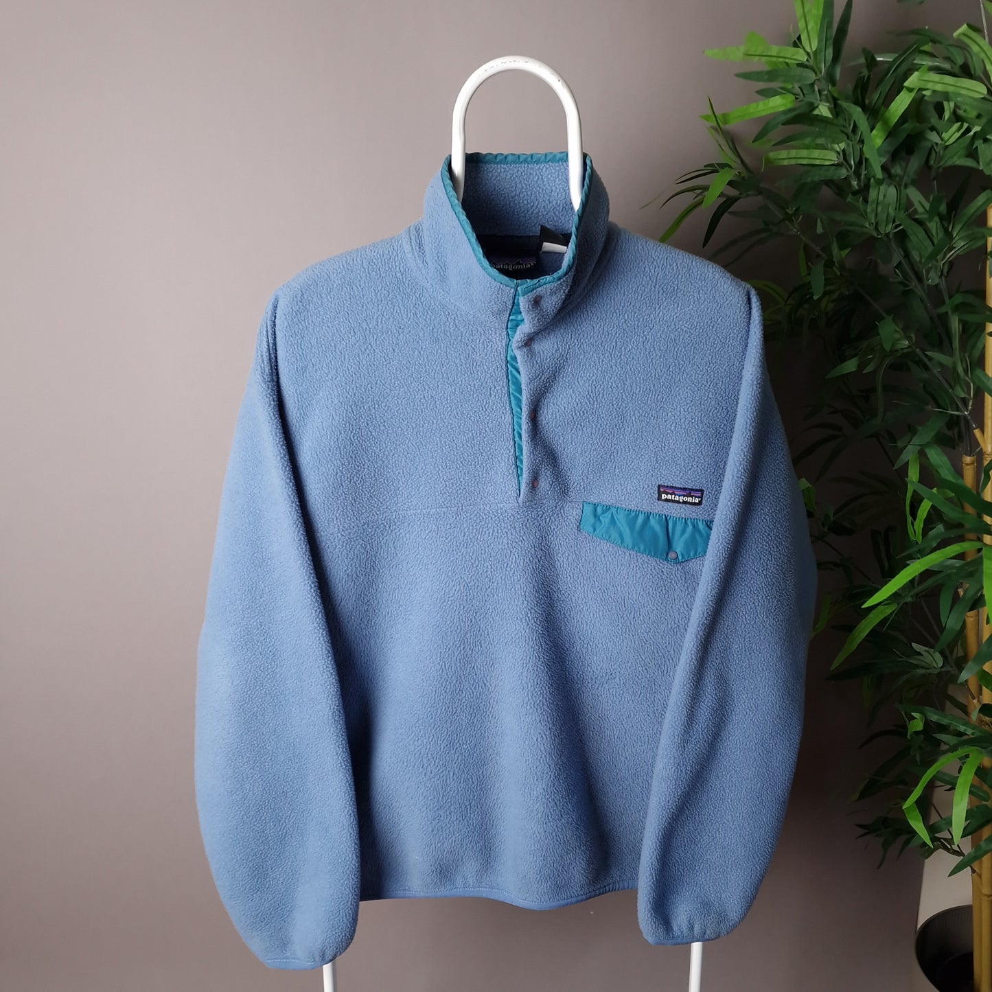 Vintage 90s Patagonia snap t fleece in pastel blue - medium