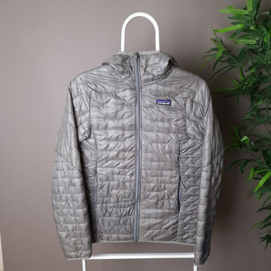 Patagonia down jacket nano puff with hood in grey - women's XS