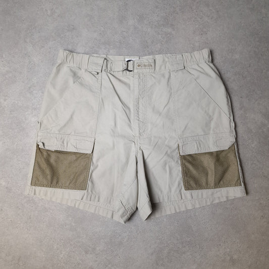 Vintage Columbia pro fishing gear shorts with belt in beige - W36"