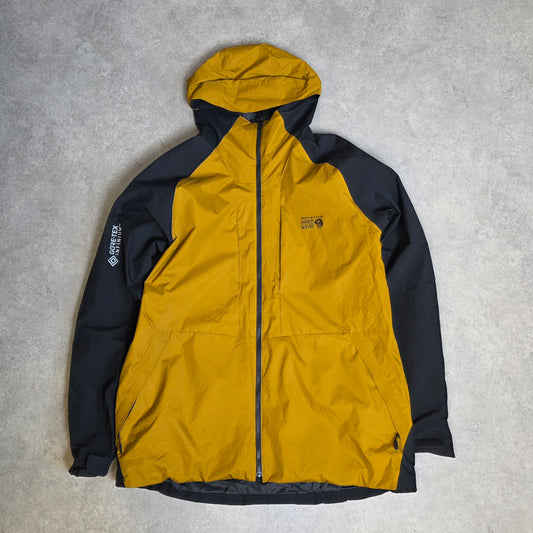 Mountain Hardwear gore tex infinum windstopper jacket in black and yellow - XXL