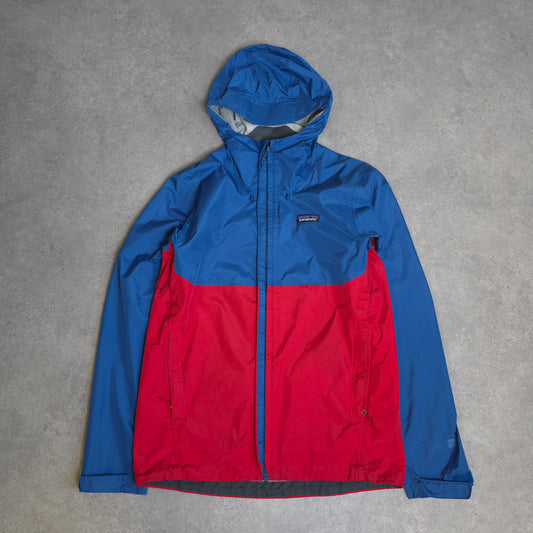 Patagonia torrentshell jacket in red and blue - small