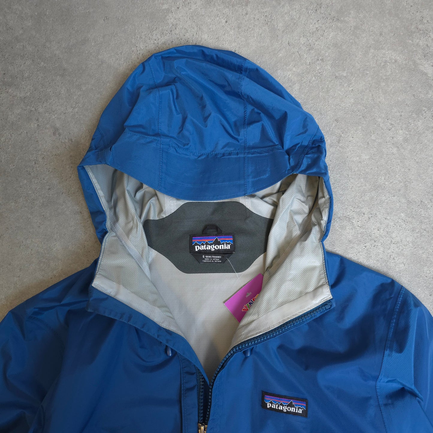 Patagonia torrentshell jacket in red and blue - small
