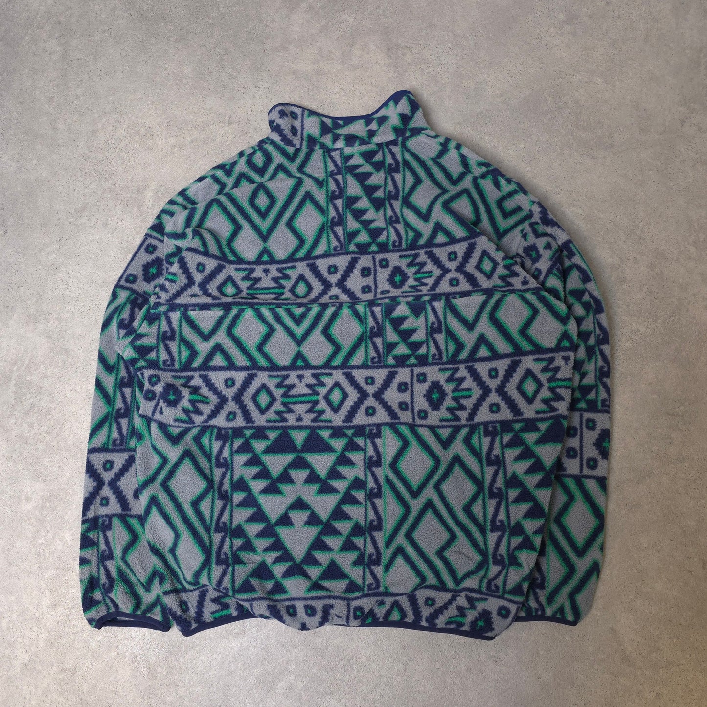 Patagonia Synchilla patterned snap t fleece in grey/blue/green - large