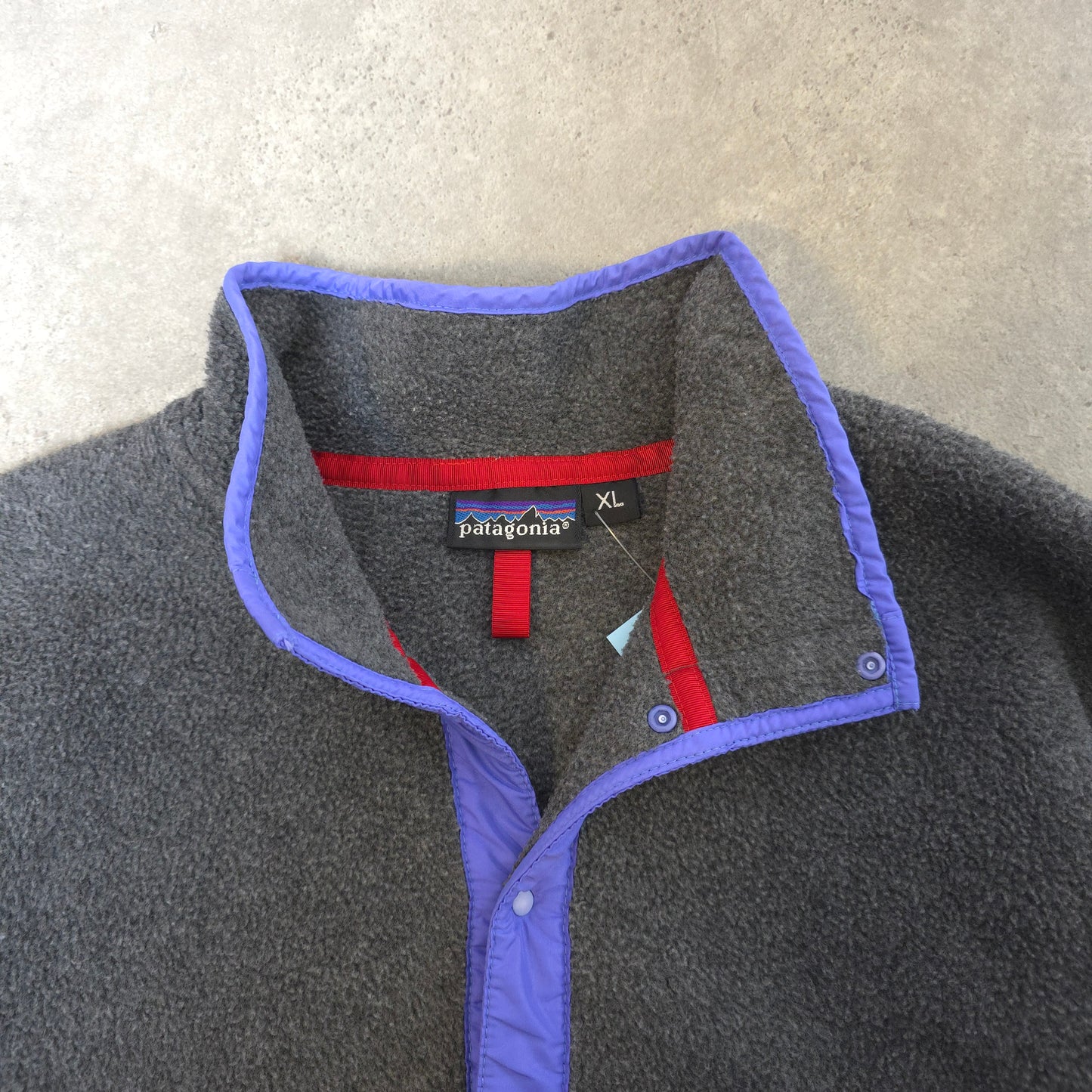 90s Patagonia snap t fleece in grey and purple - XL