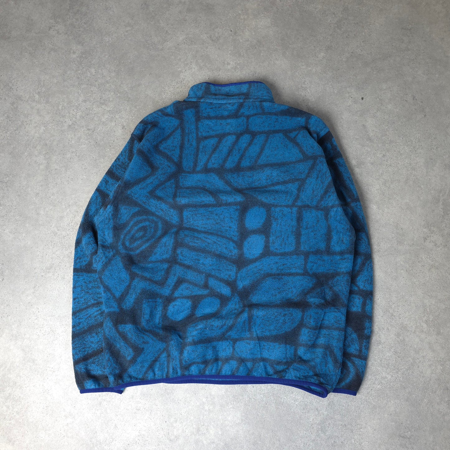 Patagonia patterned synchilla snap t fleece in blue and black - large