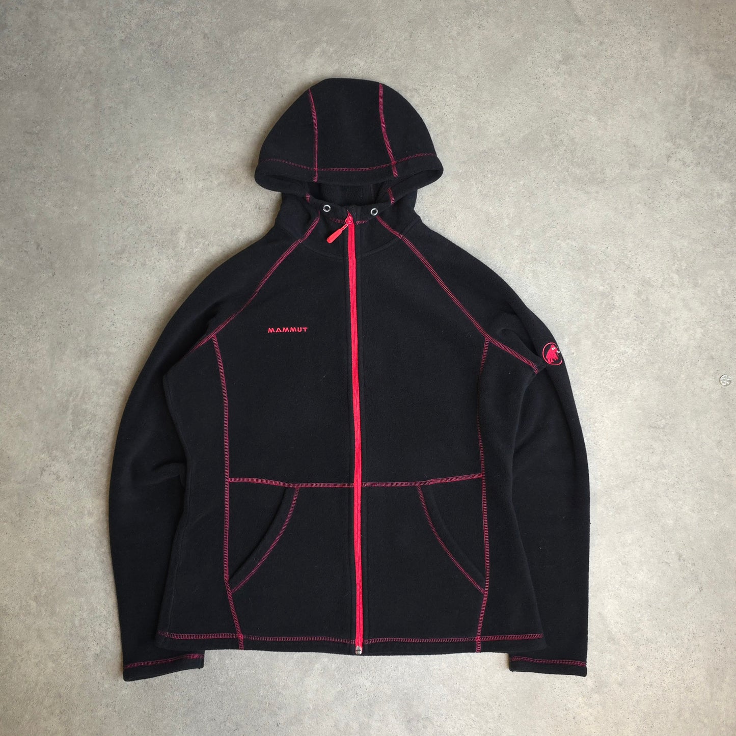Mammut zip up fleece in black and pink - women's XL