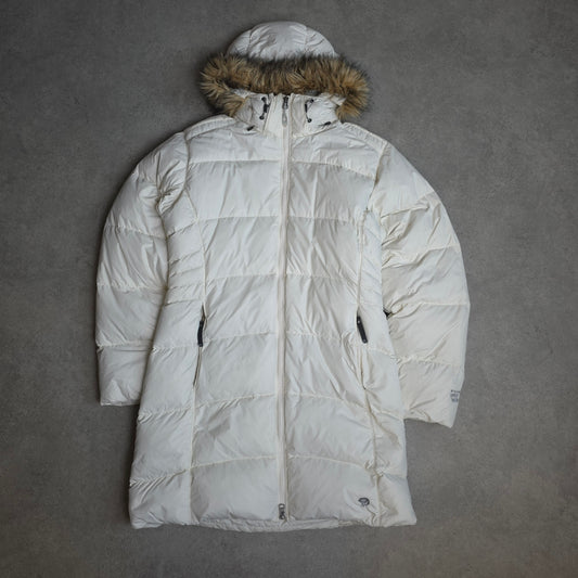 Mountain Hardwear down filled long jacket in white - women's medium