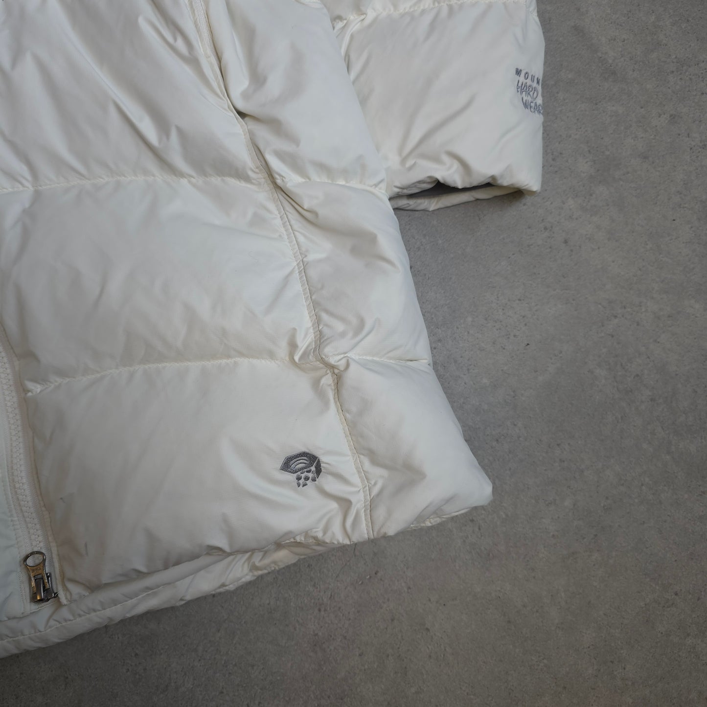 Mountain Hardwear down filled long jacket in white - women's medium