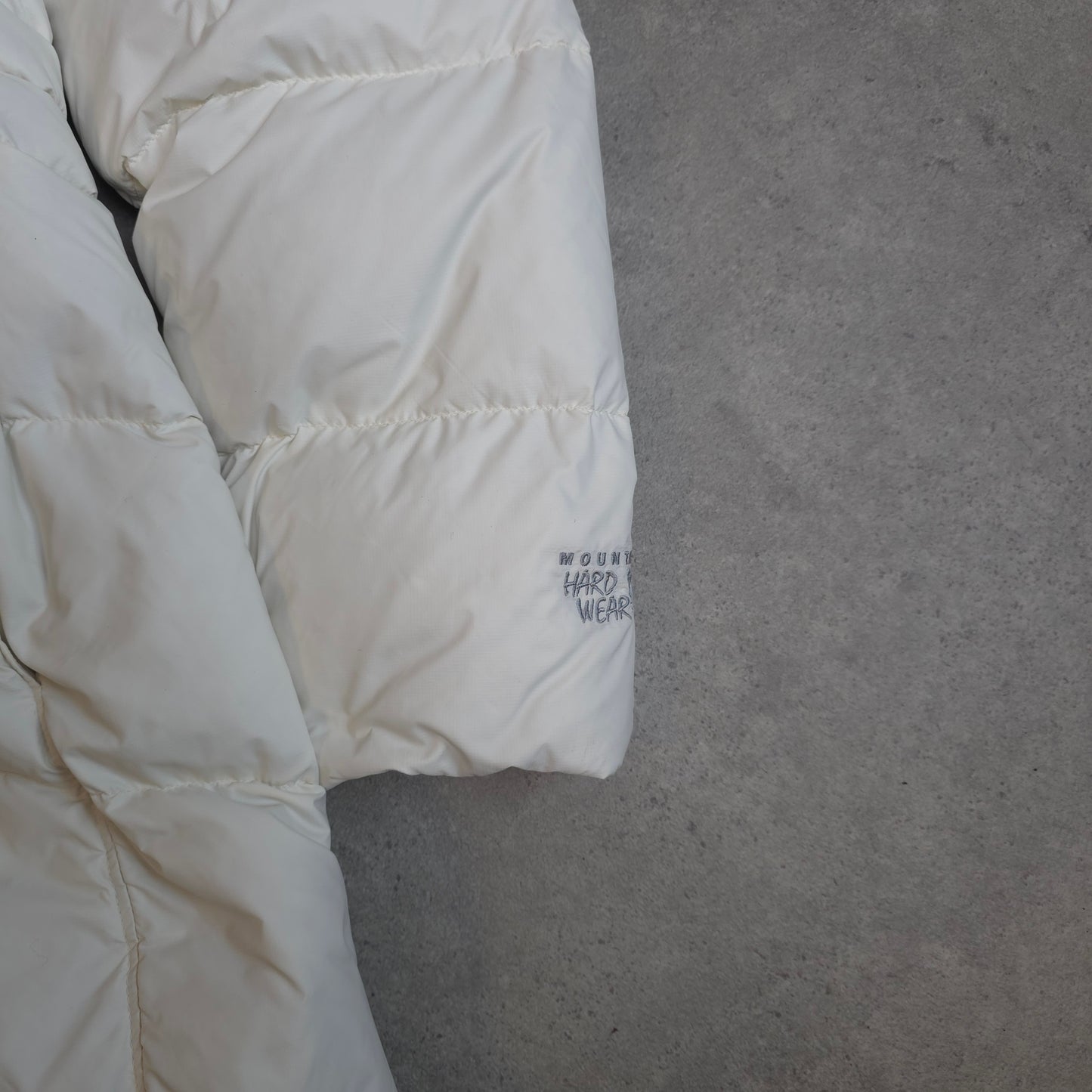 Mountain Hardwear down filled long jacket in white - women's medium