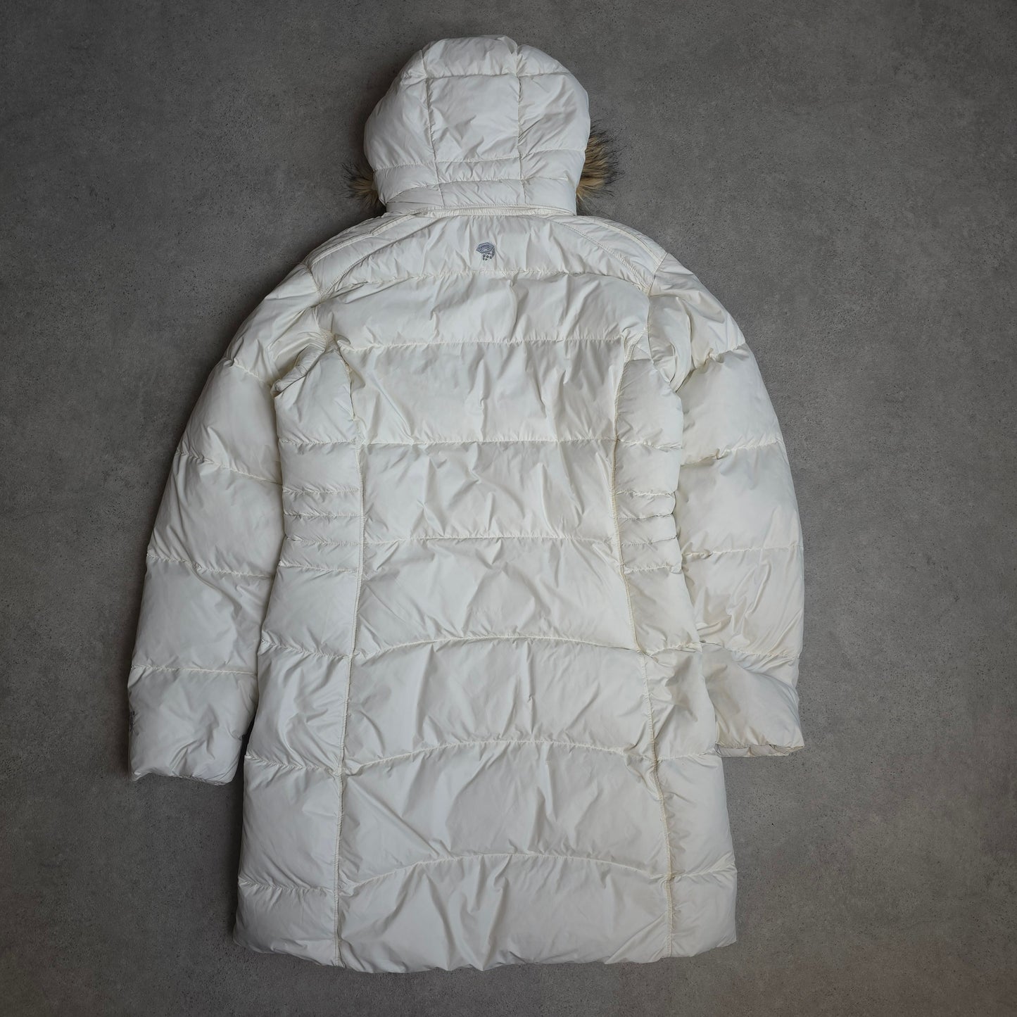 Mountain Hardwear down filled long jacket in white - women's medium