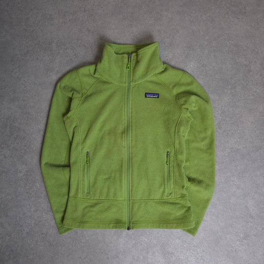 Patagonia full zip fleece in lime green - women's small